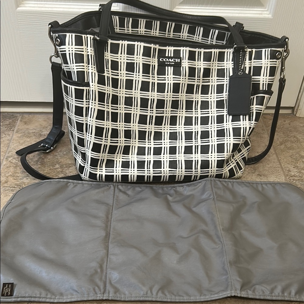 Coach Black and White Plaid Tote Bag - Picture 5 of 5